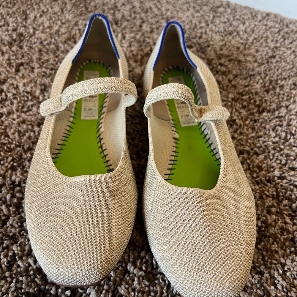 Rothy's The Square Mary Jane Size 7.5 Gardenia - gold